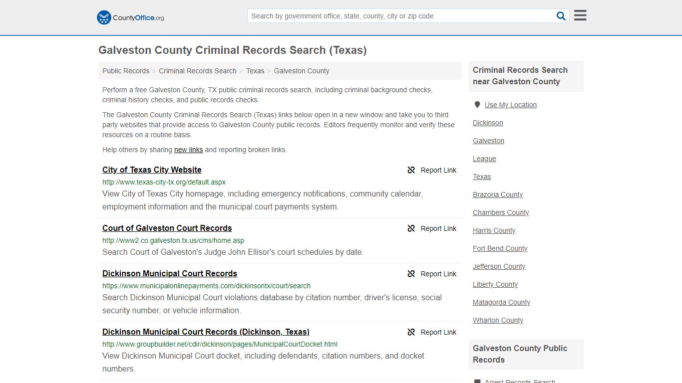 Criminal Records Search - Galveston County, TX (Arrests ...